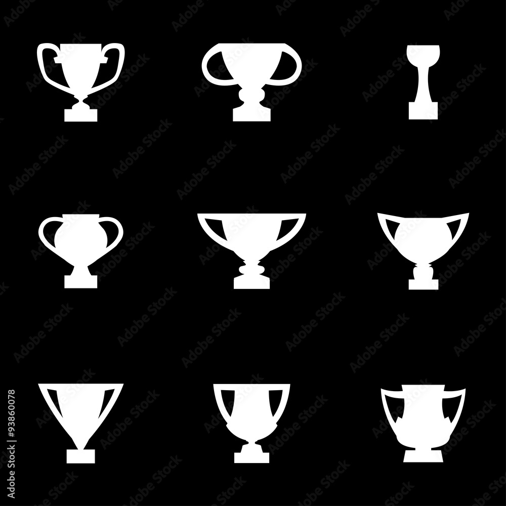 Vector white trophy icon set Vector white trophy icon set
