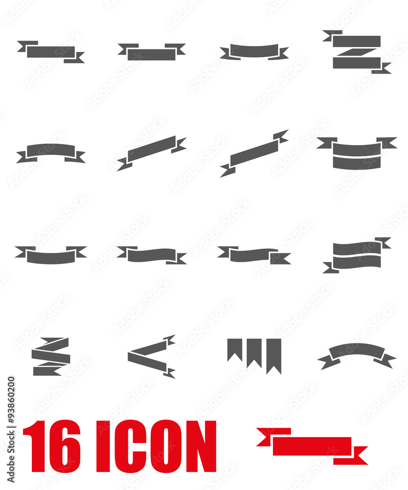 Vector grey ribbon icon set