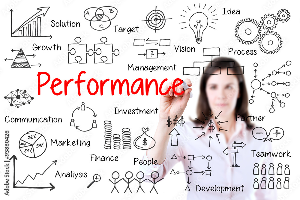 Young businesswoman writing performance business scheme. Isolated on white. Young businesswoman writing performance business scheme. Isolated on white.