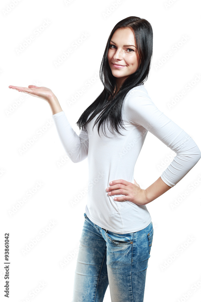 woman showing something woman showing something