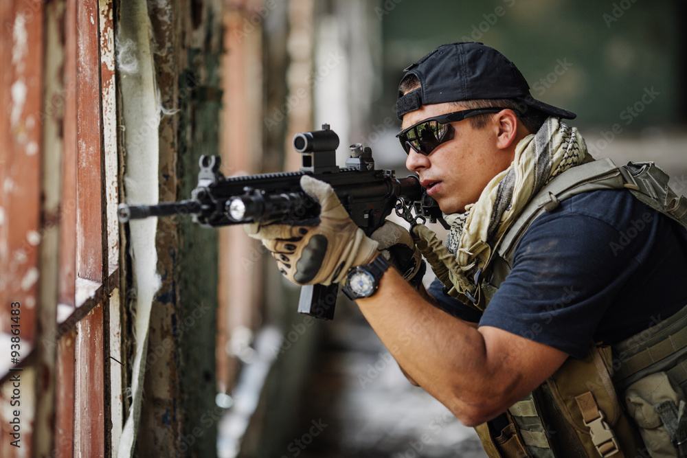 Fototapeta premium Private Military Contractor during the special operation