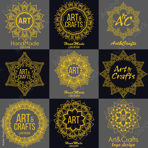 Oriental high quality logo templates set. Vector ethnic ornamental design for beauty salons, spa, massage, barber shops, saunas, healthcare and medicine.