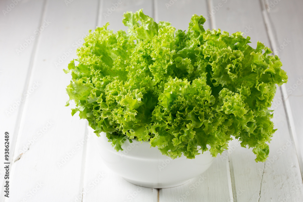 lettuce salad in wihte bowl on white background lettuce salad in wihte bowl on white background