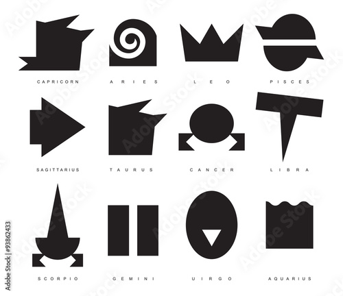 set of zodiac signs in the primitive style