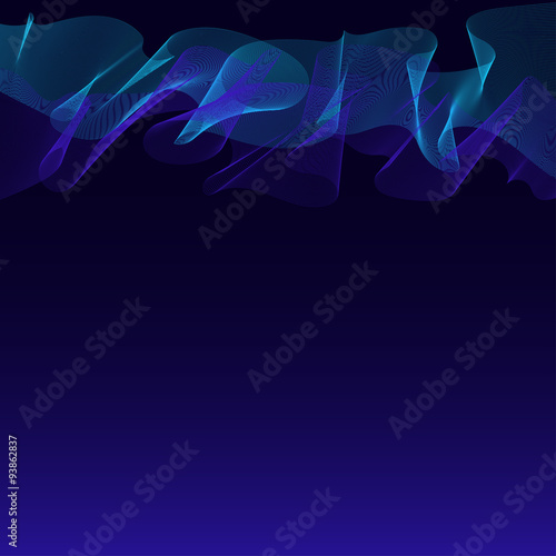 Abstract waves-lines dark blue background with northern lights