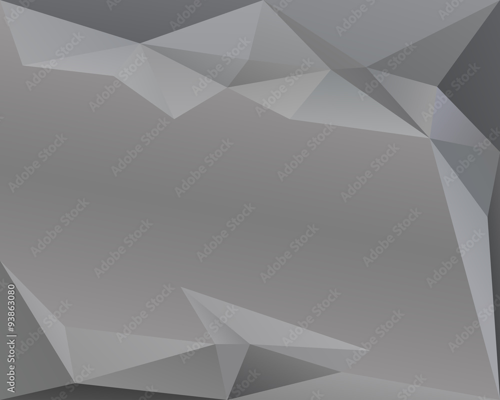 Obraz premium Grey polygonal triangle vector background with copy space, dark