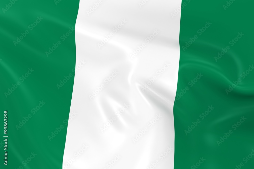 Waving Flag of Nigeria - 3D Render of the Nigerian Flag with Silky Texture