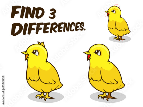 Find differences game chicken vector illustration