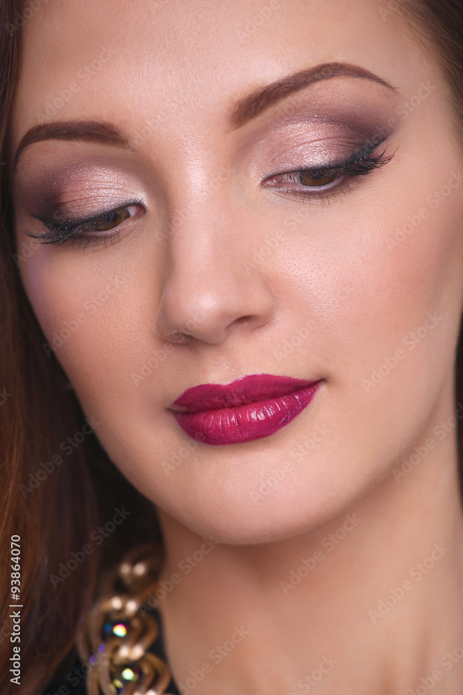 Close up portrait of beautiful young woman face Close up portrait of beautiful young woman face