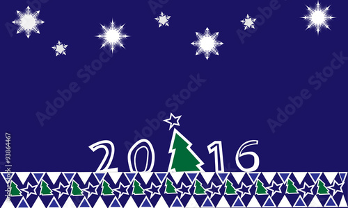 Felicitación año nuevo 2016, sobre fondo azul.