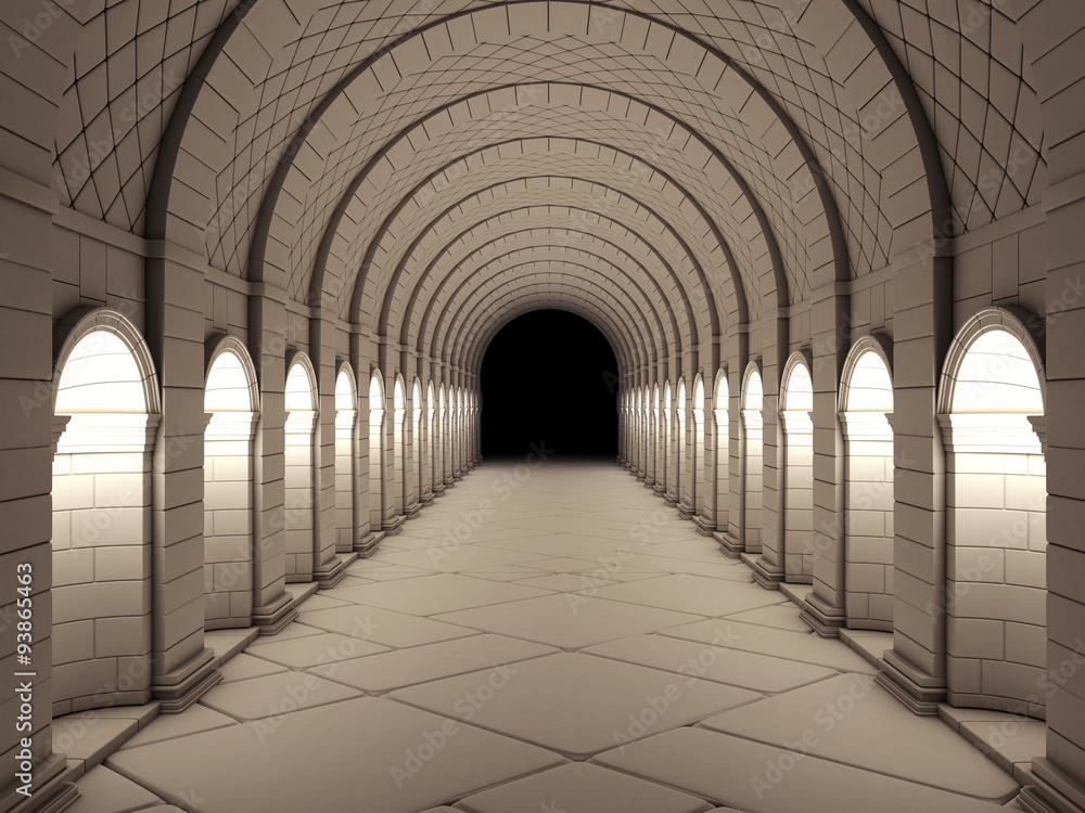 Dark Vintage Column Tunnel