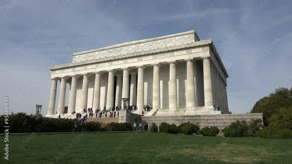 Washington DC Lincoln Memorial front corner steps lawn view 4K 003 Washington DC Lincoln Memorial front corner steps lawn view 4K 003