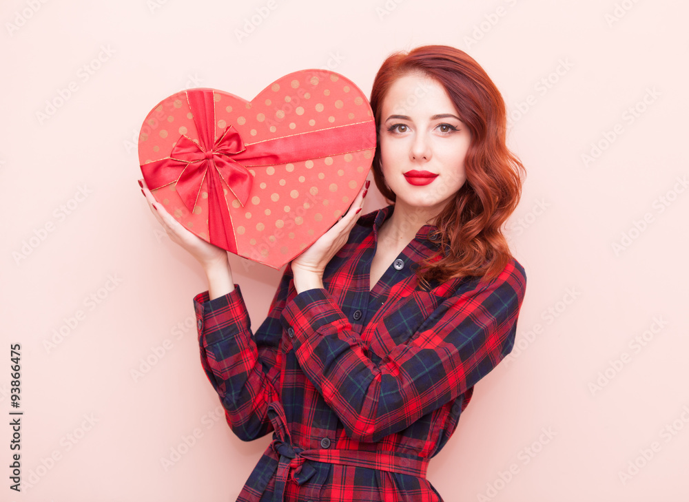 caucasian girl with gift box