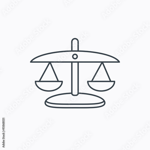 Scales of Justice icon. Law and judge sign.