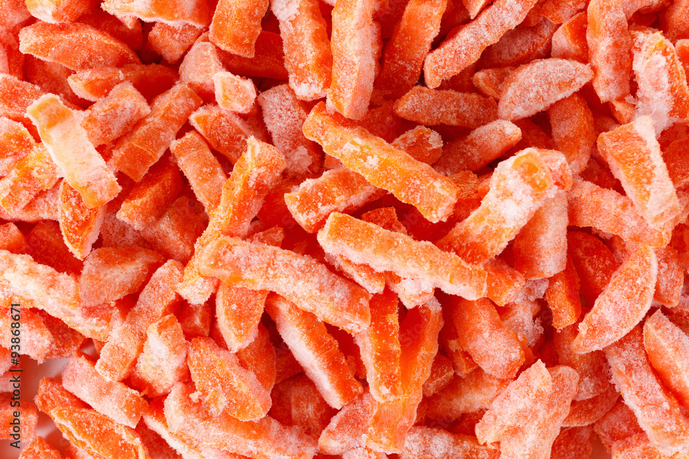 Group of frozen carrots, isolated on white background Group of frozen carrots, isolated on white background