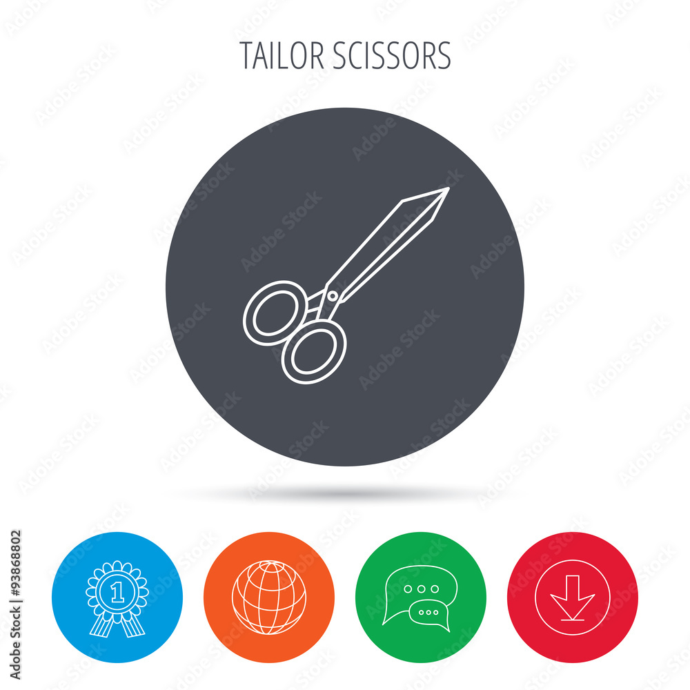 Tailor scissors icon. Hairdressing sign. Tailor scissors icon. Hairdressing sign.