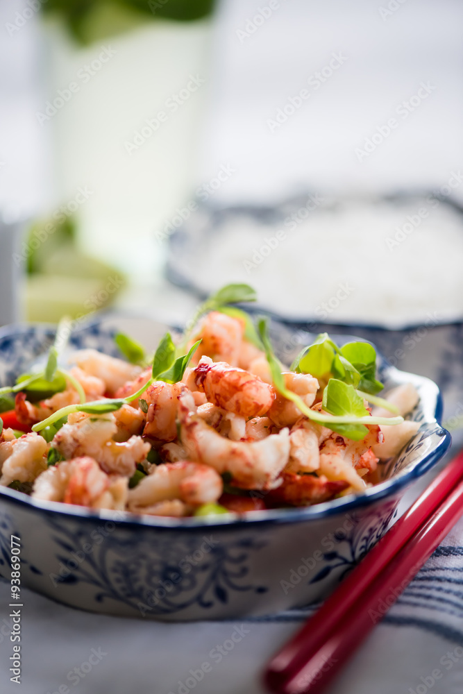 Protein salad with crayfish,edamame and noodle Protein salad with crayfish,edamame and noodle