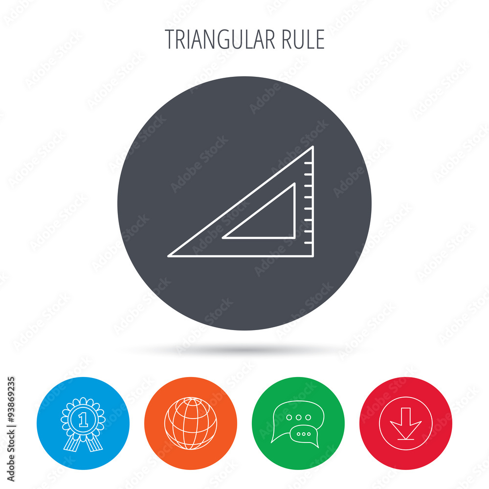 Triangular ruler icon. Straightedge sign. Triangular ruler icon. Straightedge sign.