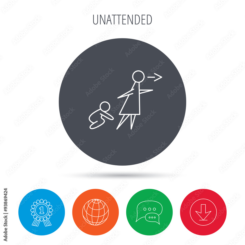 Unattended baby icon. Babysitting sign. Unattended baby icon. Babysitting sign.