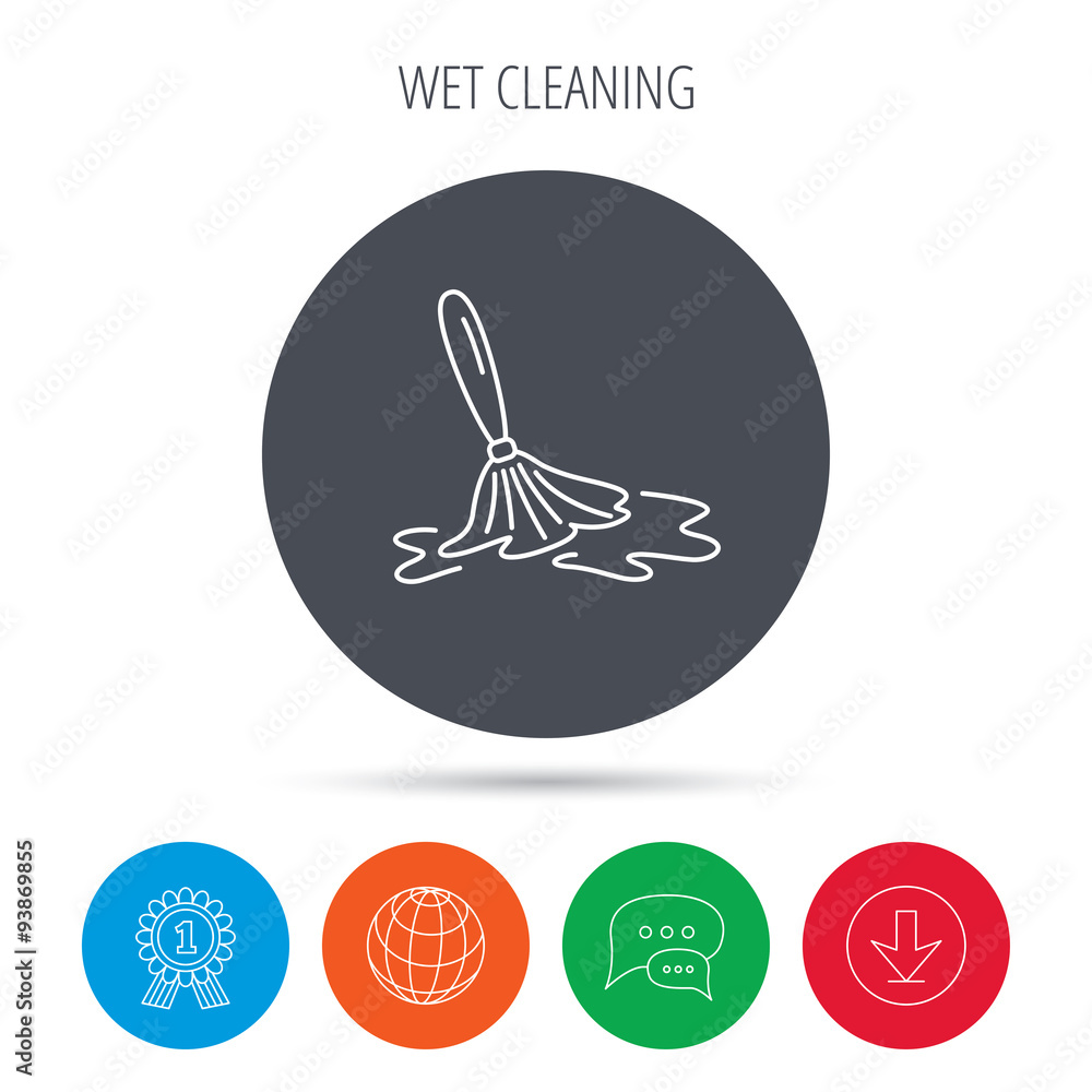 Wet cleaning icon. Clean-up floor tool sign. Wet cleaning icon. Clean-up floor tool sign.