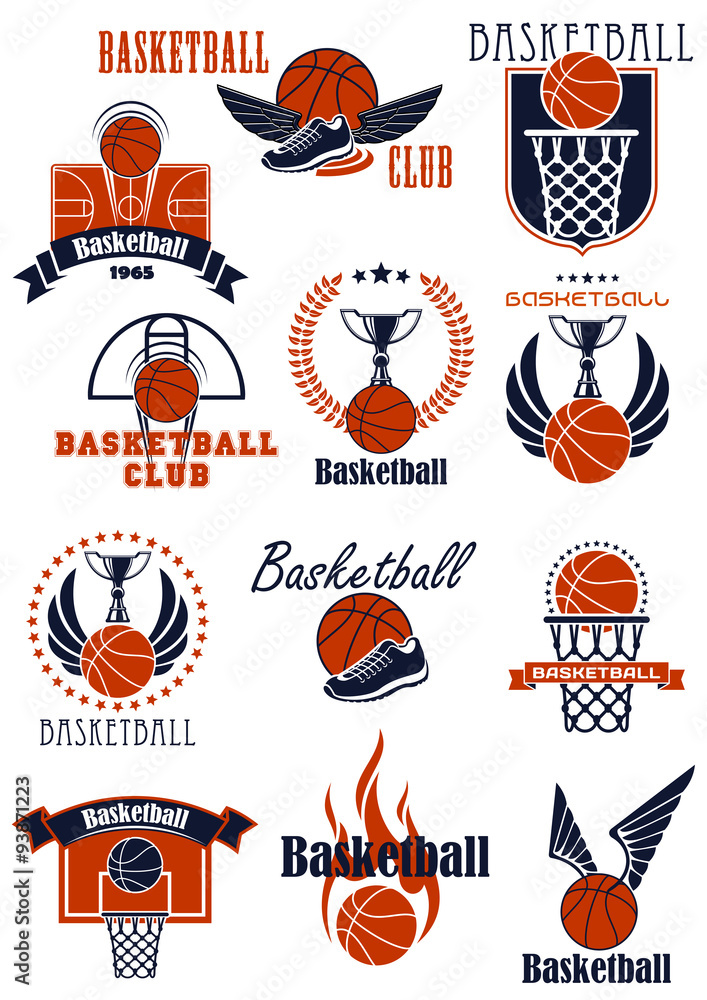 Fototapeta premium Basketball sport icons with game items