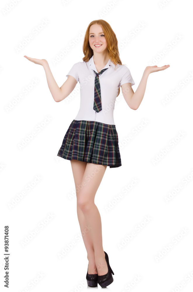 Young student female holding isolated on white Young student female holding isolated on white