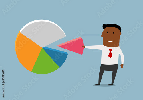 Black businessman take a market pie