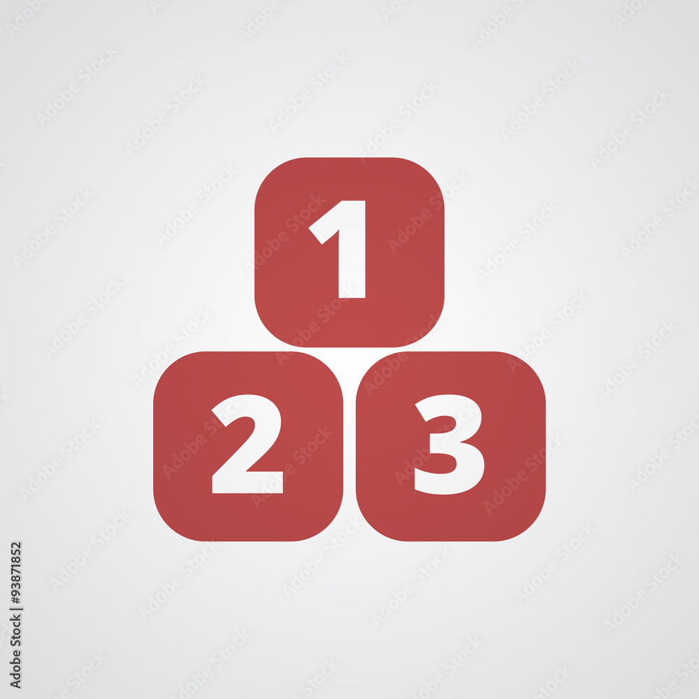 Flat red 123 Blocks icon Flat red 123 Blocks icon