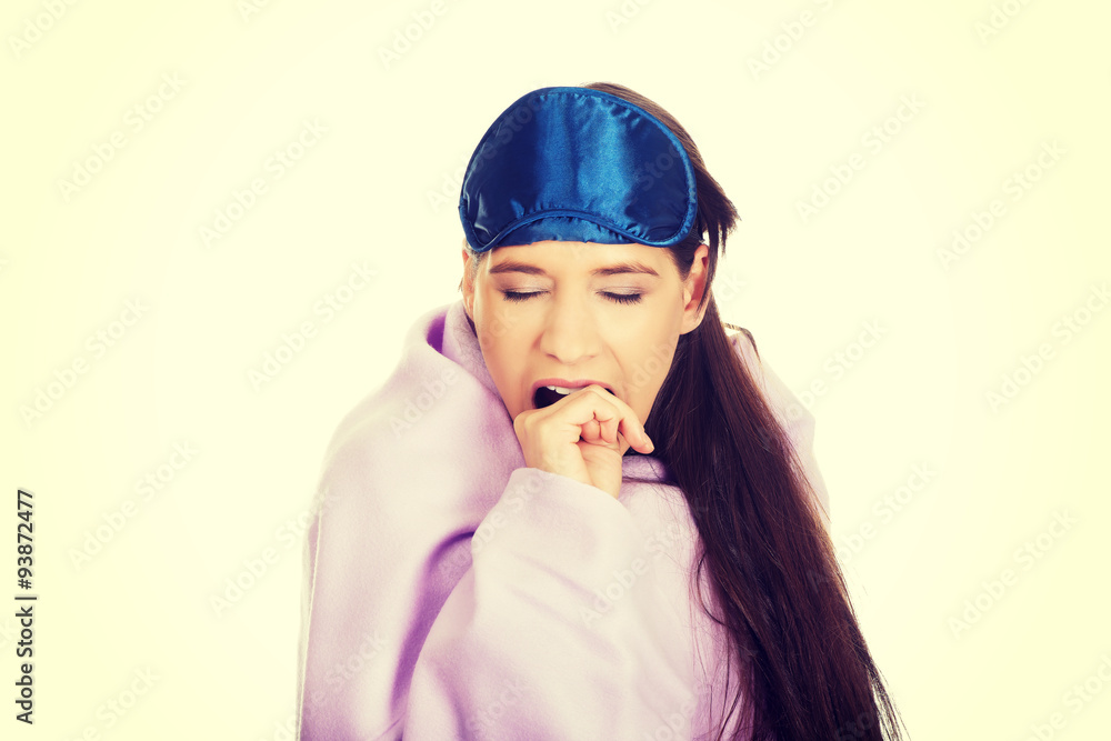 Morning woman wrapped in coverlet. Morning woman wrapped in coverlet.