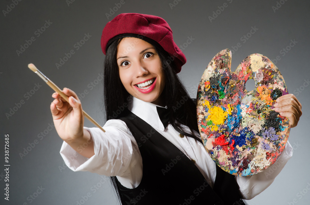 Fototapeta premium Funny artist working in the studio