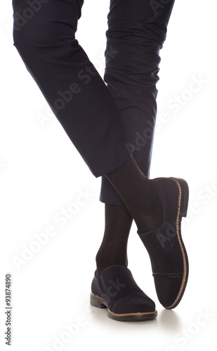 Man leg in black socks