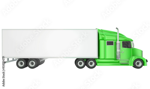 Vászonkép Green 18 Wheeler Class 8 Truck Blank Copy Space Trailer