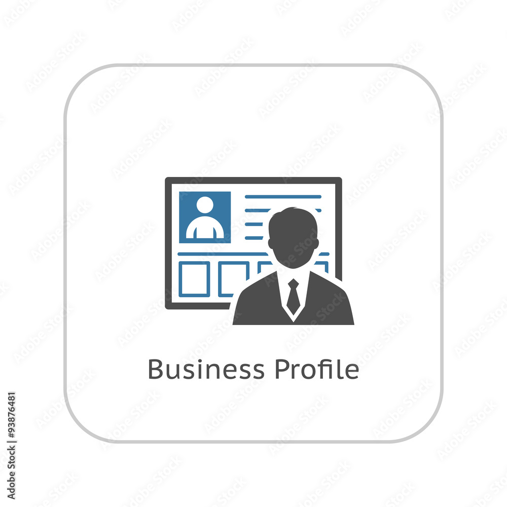 Business Profile Icon. Flat Design. Business Profile Icon. Flat Design.