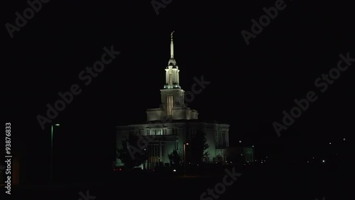 Temple LDS Mormon dark night Payson city traffic 4K 016 photo