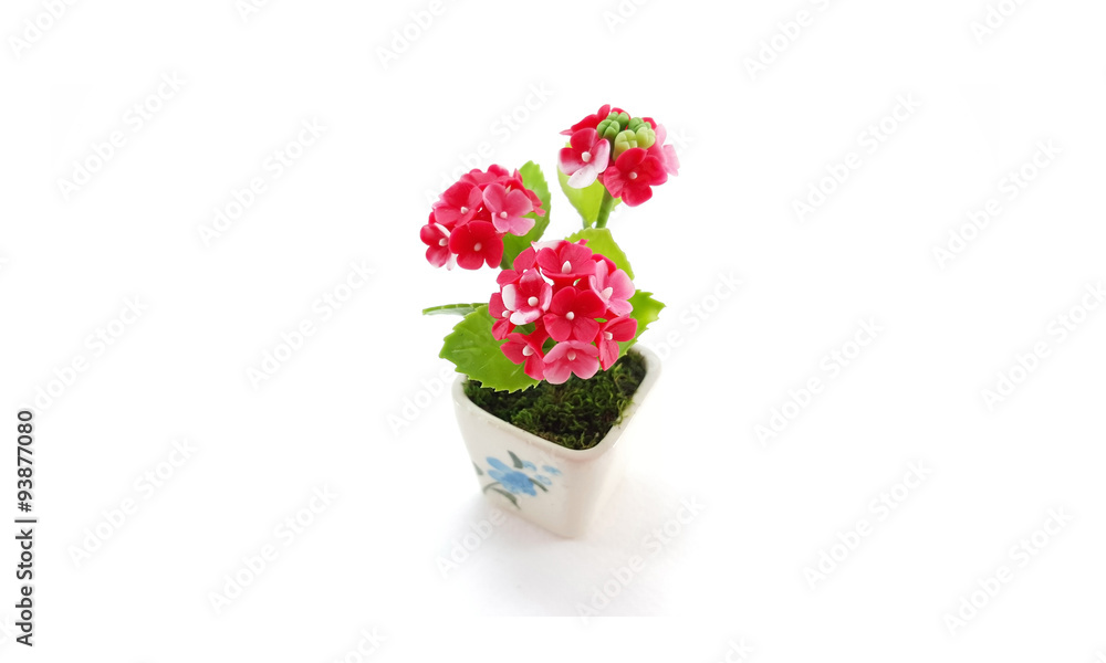 Small Polymer Clay Of Flowers; white background Small Polymer Clay Of Flowers; white background