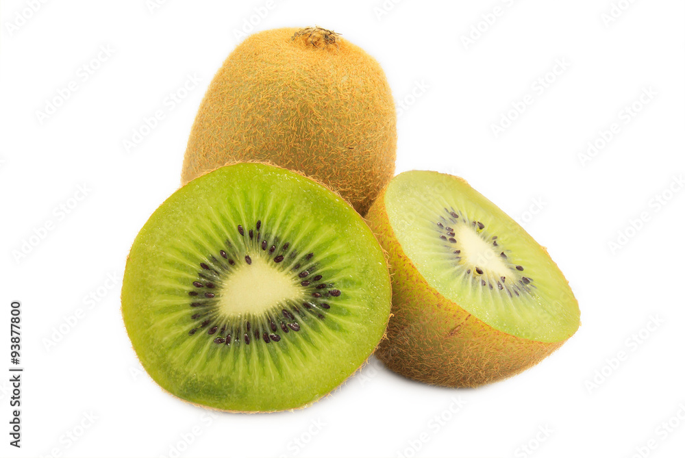 Kiwi fruit isolated on white background, macro Kiwi fruit isolated on white background, macro