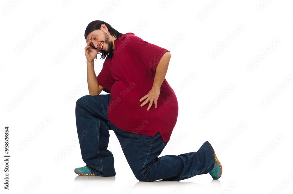 Overweight man isolated on the white Overweight man isolated on the white