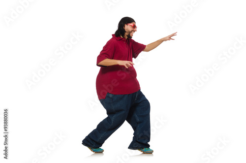 Overweight man isolated on the white