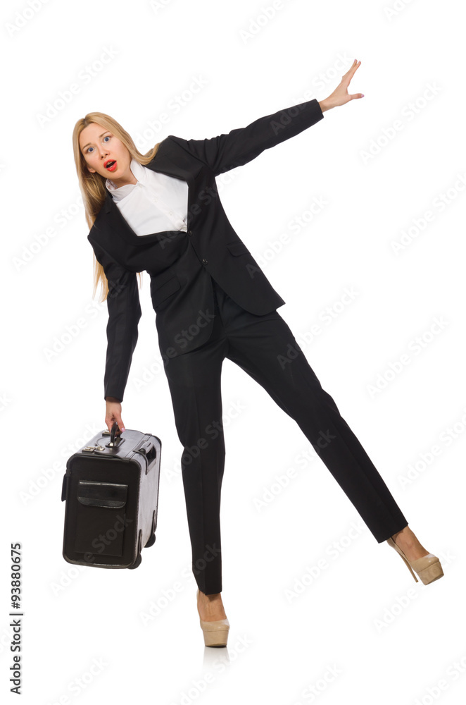 Businesswoman woman travelling with suitcase Businesswoman woman travelling with suitcase