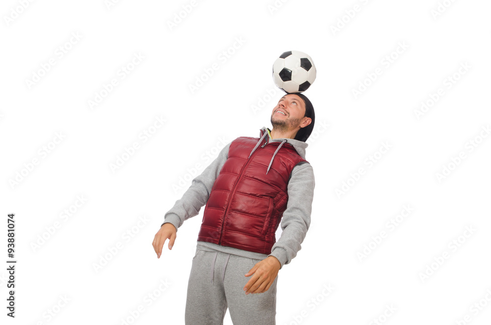 Man with football isolated on white Man with football isolated on white