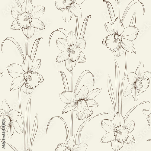 Spring flowers fabric seamless pattern