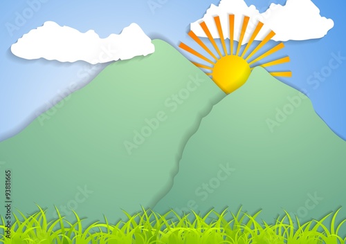 Flat landscape abstract vector background