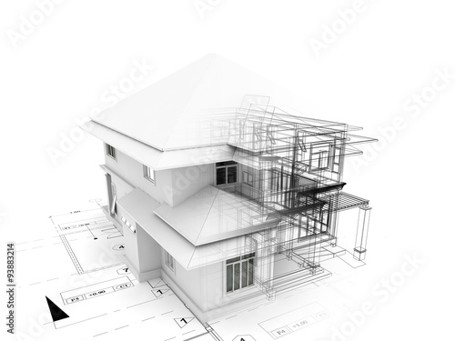 3d render of house on plan