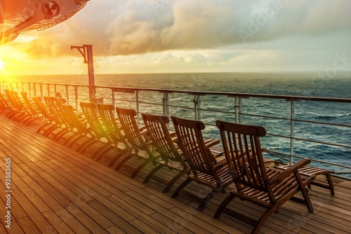 Tablou canvas Cruise Ship Deck Chairs