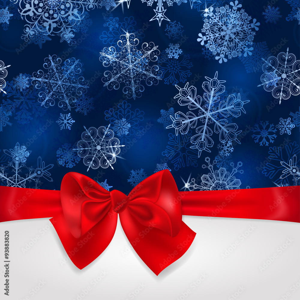 Christmas background with snowflakes and red bow Christmas background with snowflakes and red bow