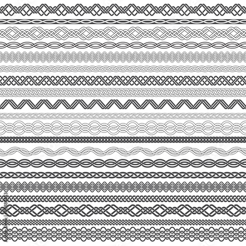 Set of vintage borders for design. Twenty border elements for frames in knotting style.