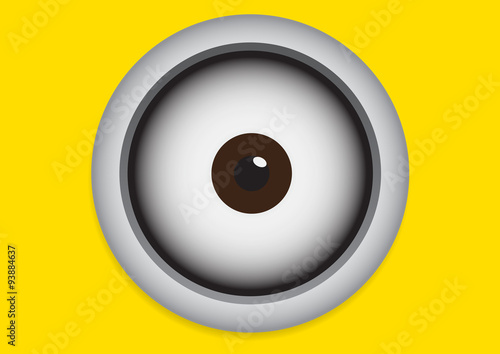 Eye on yellow background. Vector illustration.