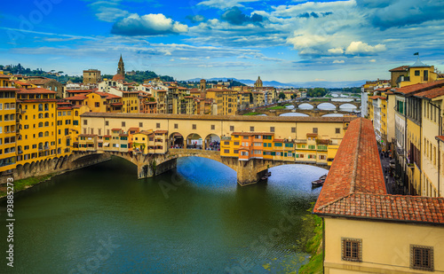 Beautiful sunset view of bridge Ponte Vecchio, Florence, Italy