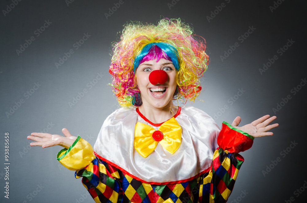 Funny clown in comical concept Funny clown in comical concept