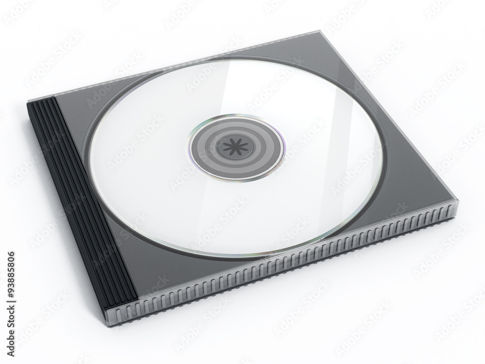 CD or DVD case with blank media isolated on white background ilustración de  Stock | Adobe Stock